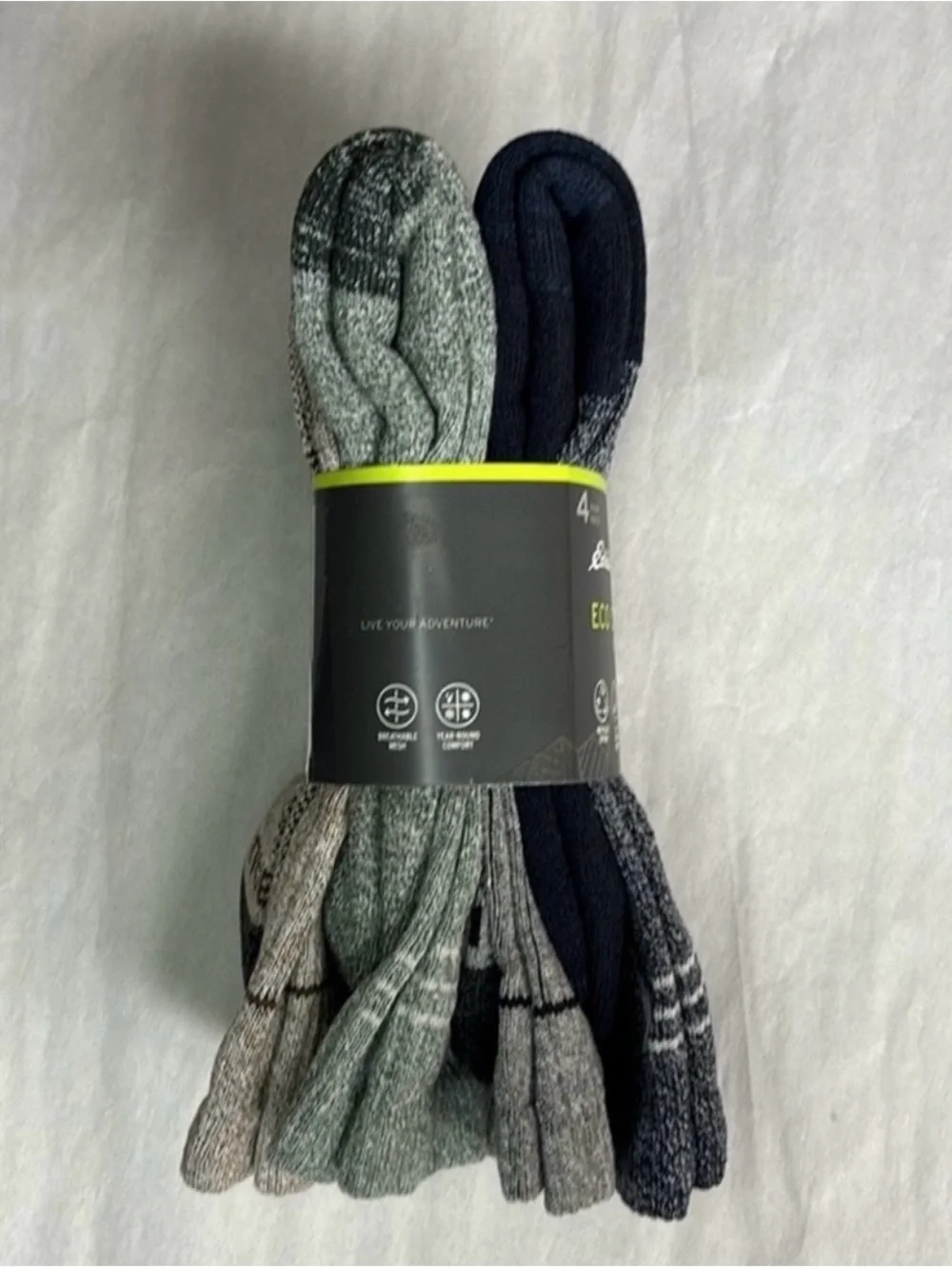 New Eddie Bauer Socks Men’s 4 Pair Multicolor Eco Cotton Crew Outdoors Casual